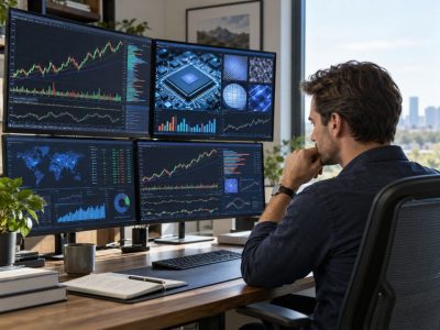 investor reviewing stock market charts